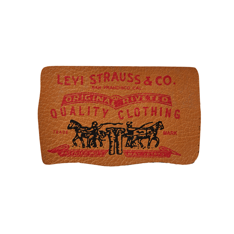 A genuine leather logo